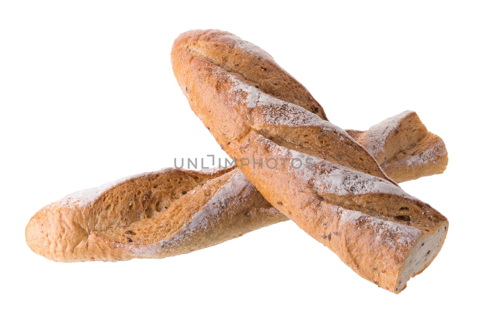 french white long baguette bread isolated on white background by kaiskynet