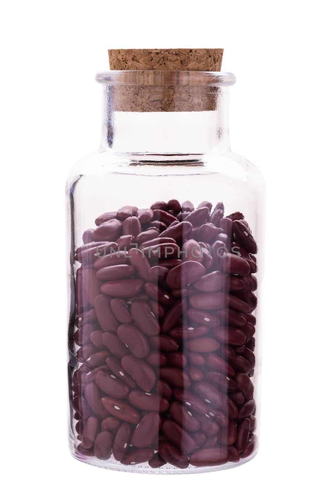 Red bean In a bottle isolated on a white background.