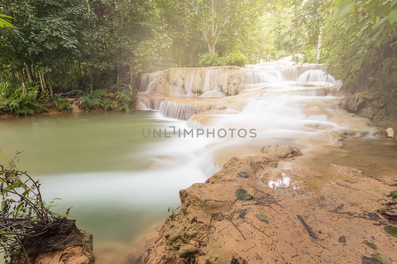 Deep forest waterfall National Park in thailand.