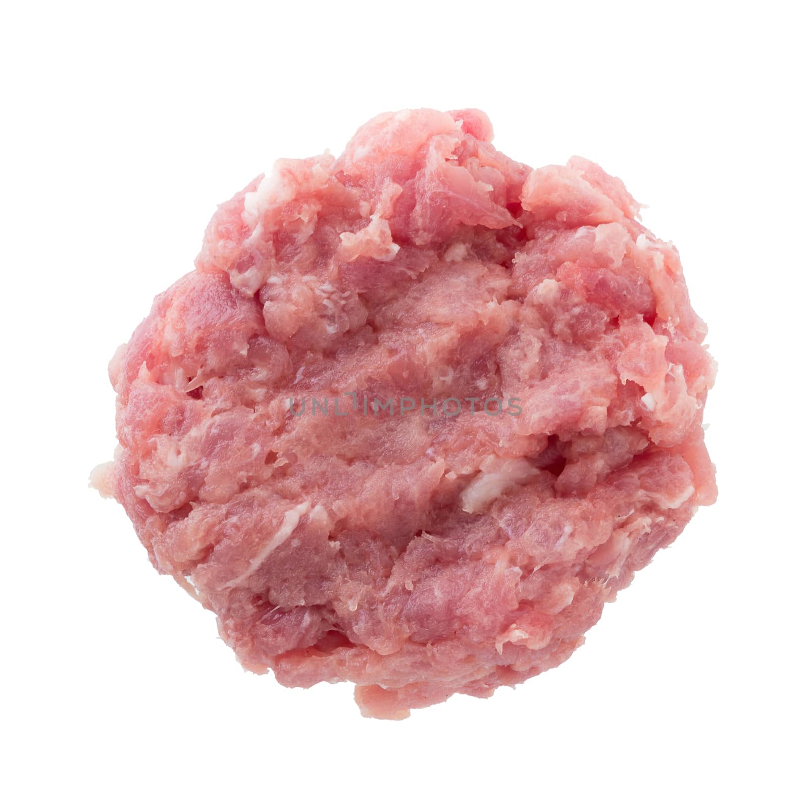 minced pork isolated on a white background.