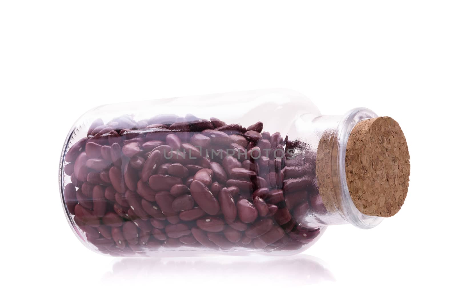 Red bean In a bottle isolated on a white background.