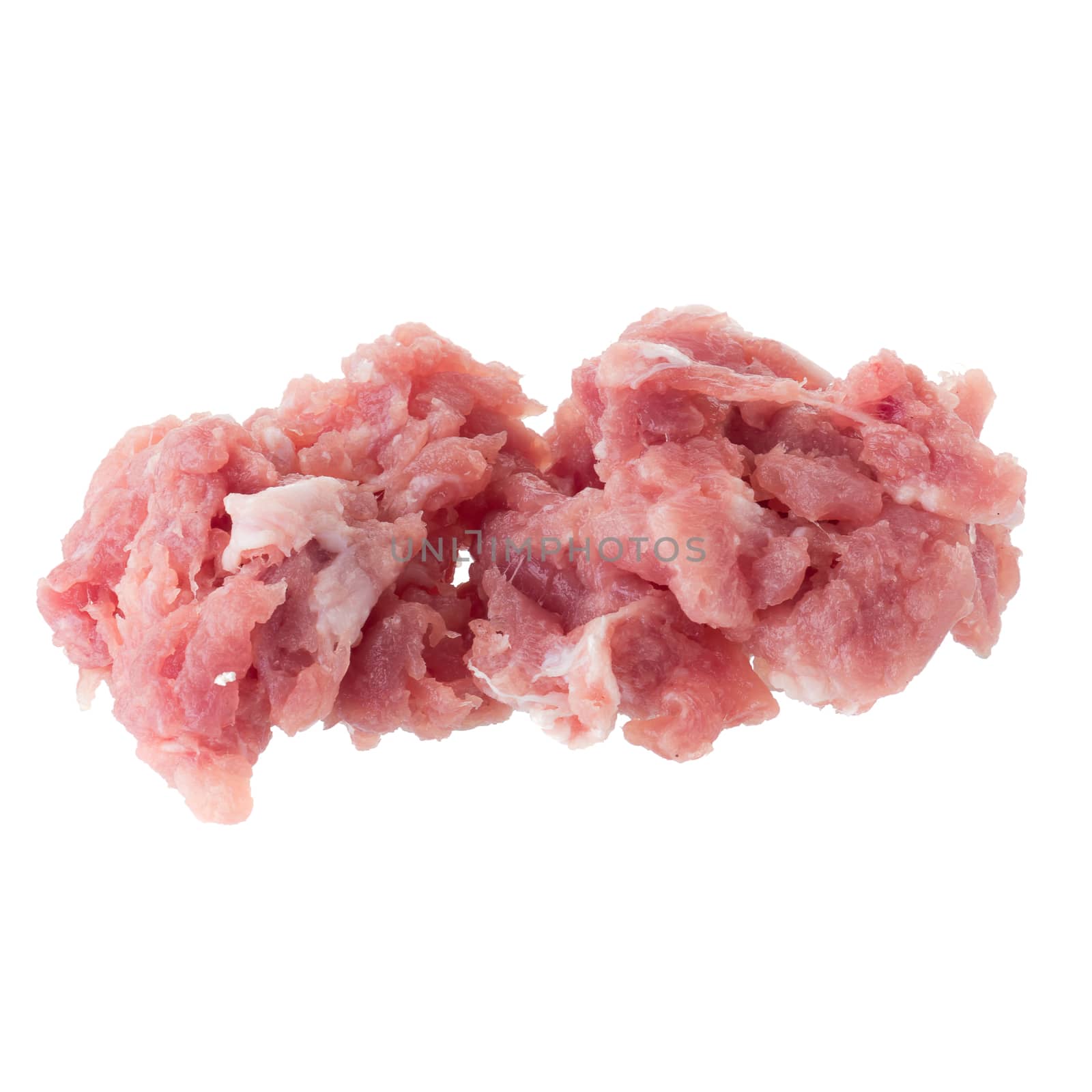 minced pork isolated on a white background.