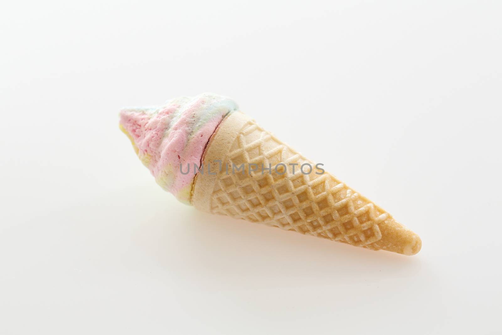 Mini ice cream cone candy isolated in white background