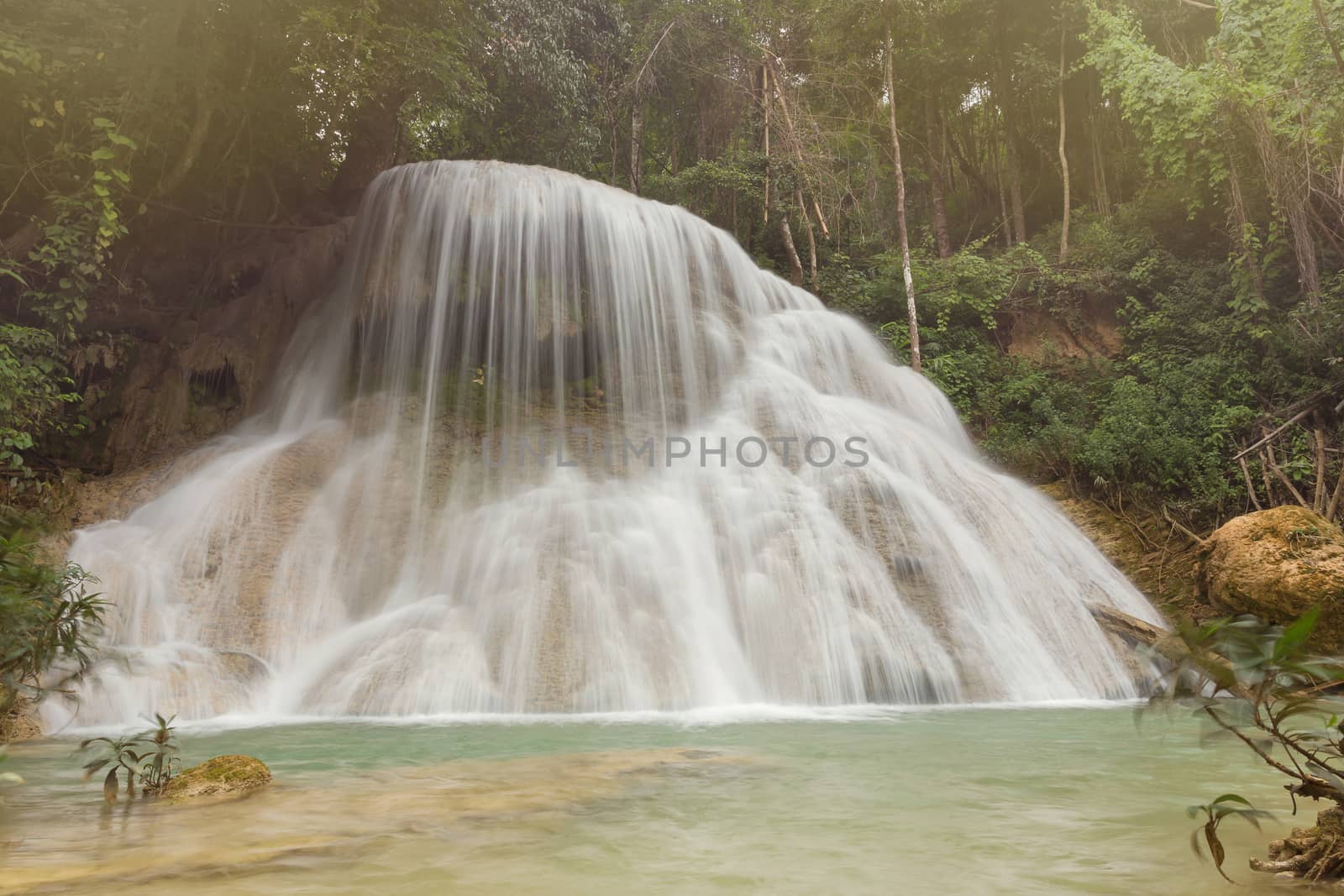 Deep forest waterfall National Park in Ngao District Lampang Thailand.