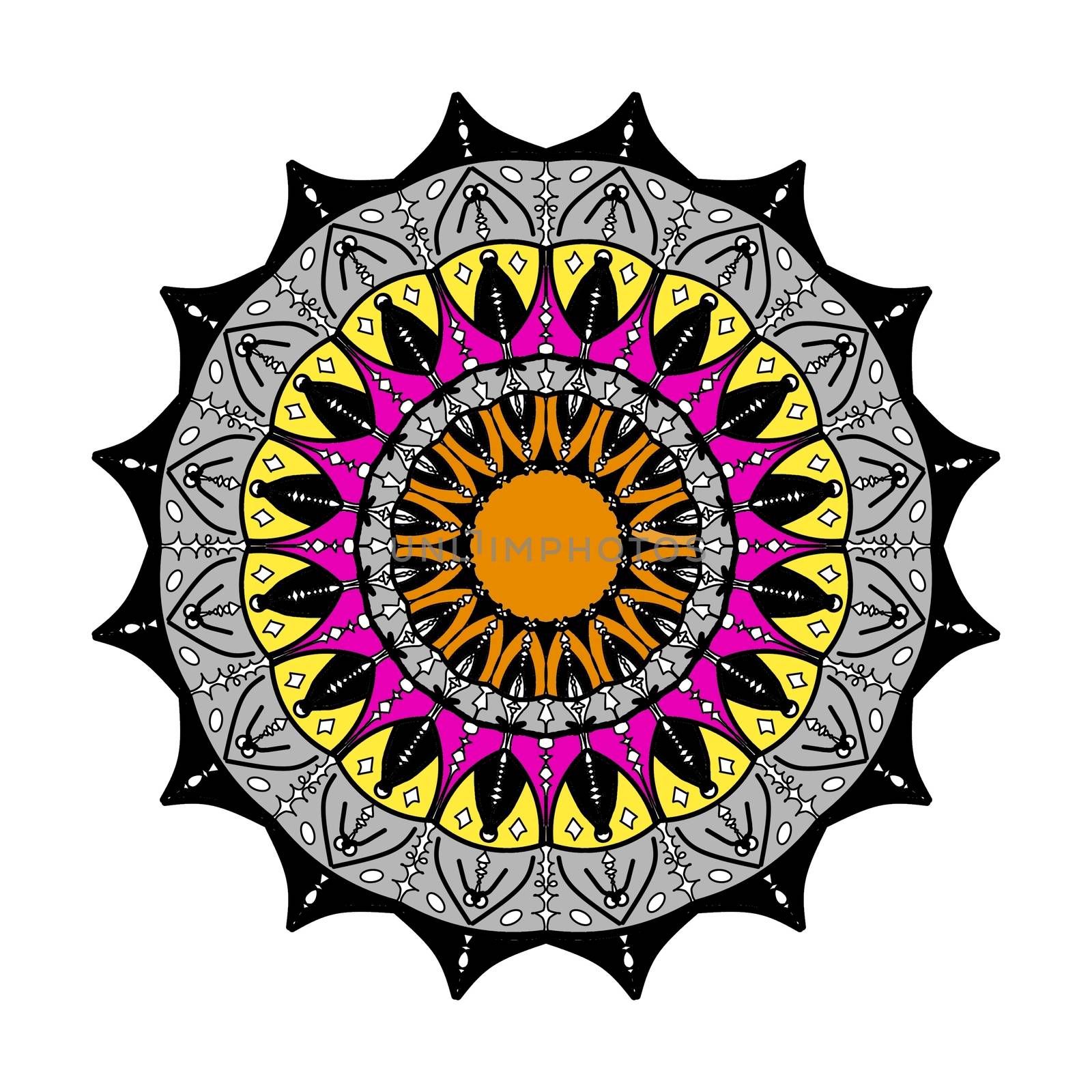 Abstract mandala on white background. Greeting Card, Invitation, Tattoo. Anti-Stress Therapy Pattern.