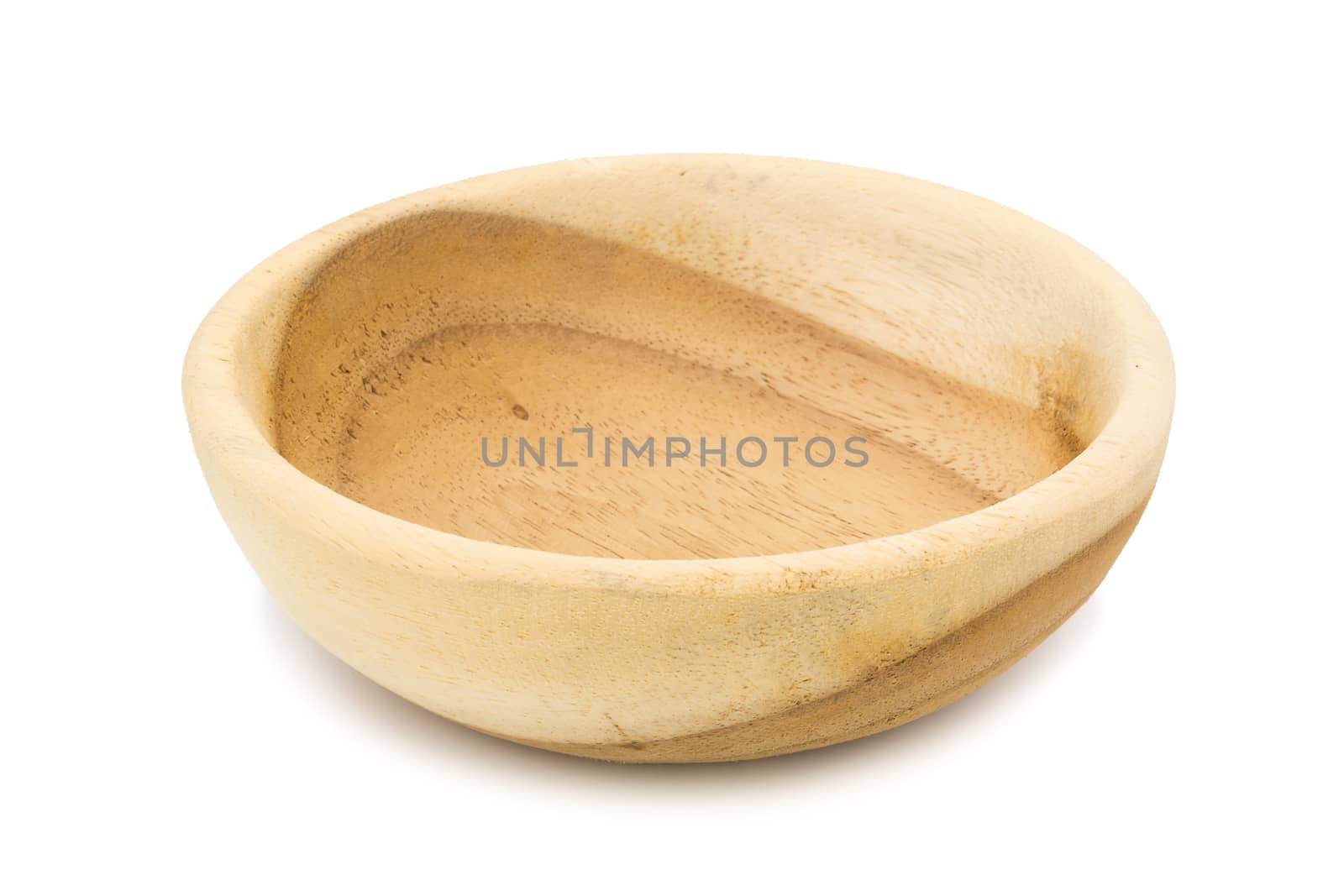 Empty wooden bowl isolated on white background by kaiskynet