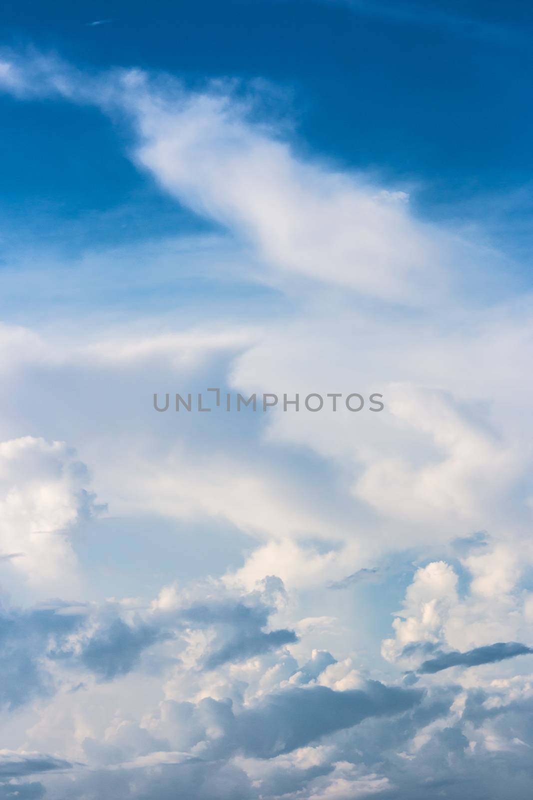 Colorful dramatic sky with cloud at sunset.Sky with sun background.