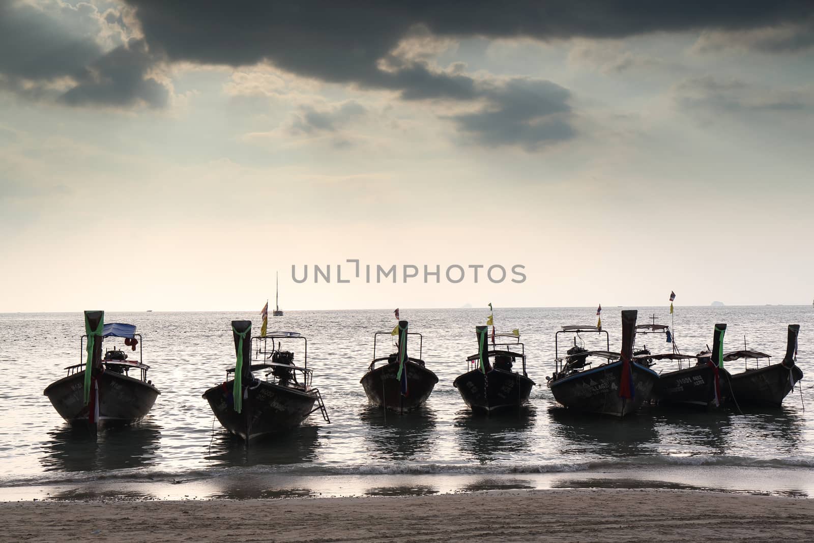 Thai boat in sunset