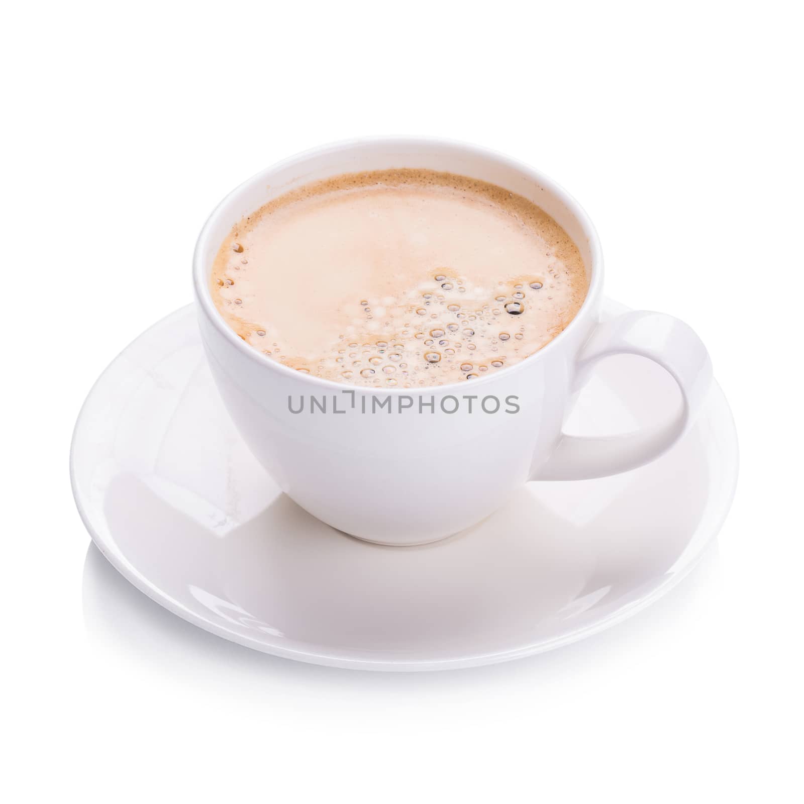 Hot americano coffee in white glass on white background by kaiskynet