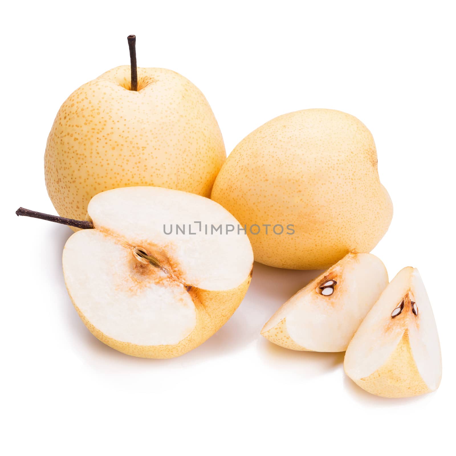 Chinese pear fruits on white background by kaiskynet