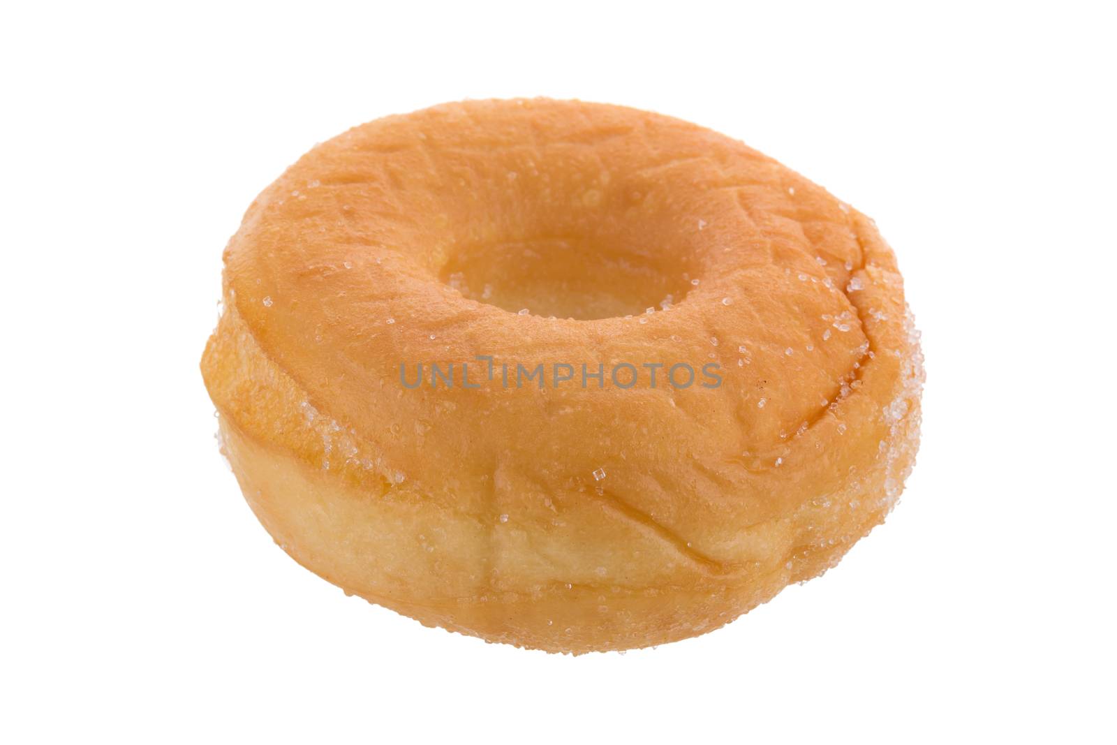 Sugary donut isolated on a white background.