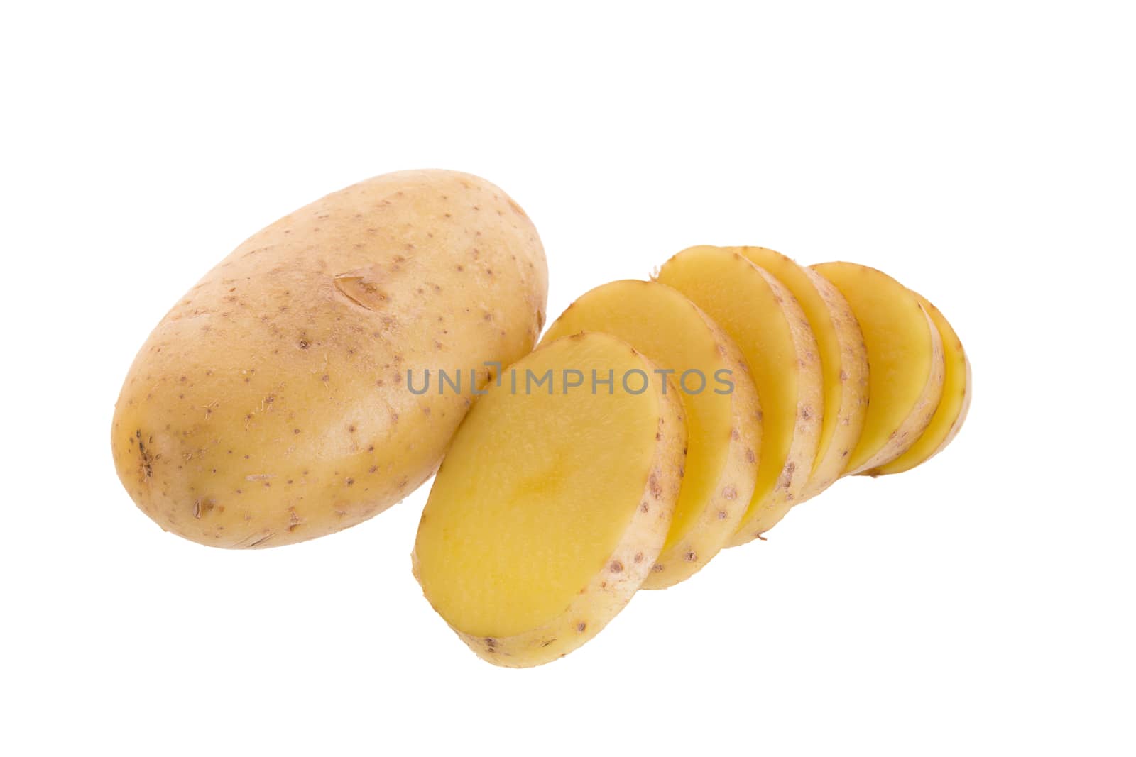 Sliced potatoes isolated on a white background by kaiskynet