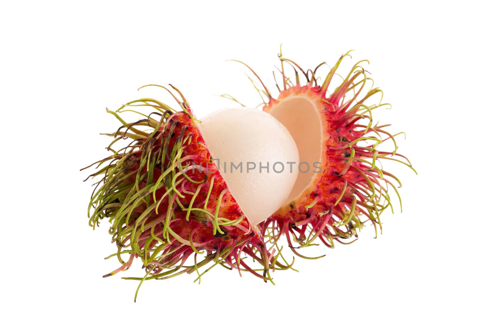 fresh rambutan tropical fruit isolated on a white background.