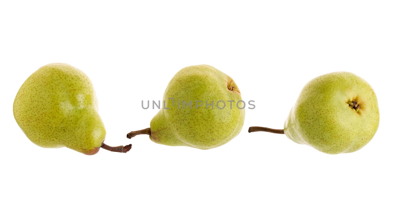 Ripe green pears isolated on a white background.