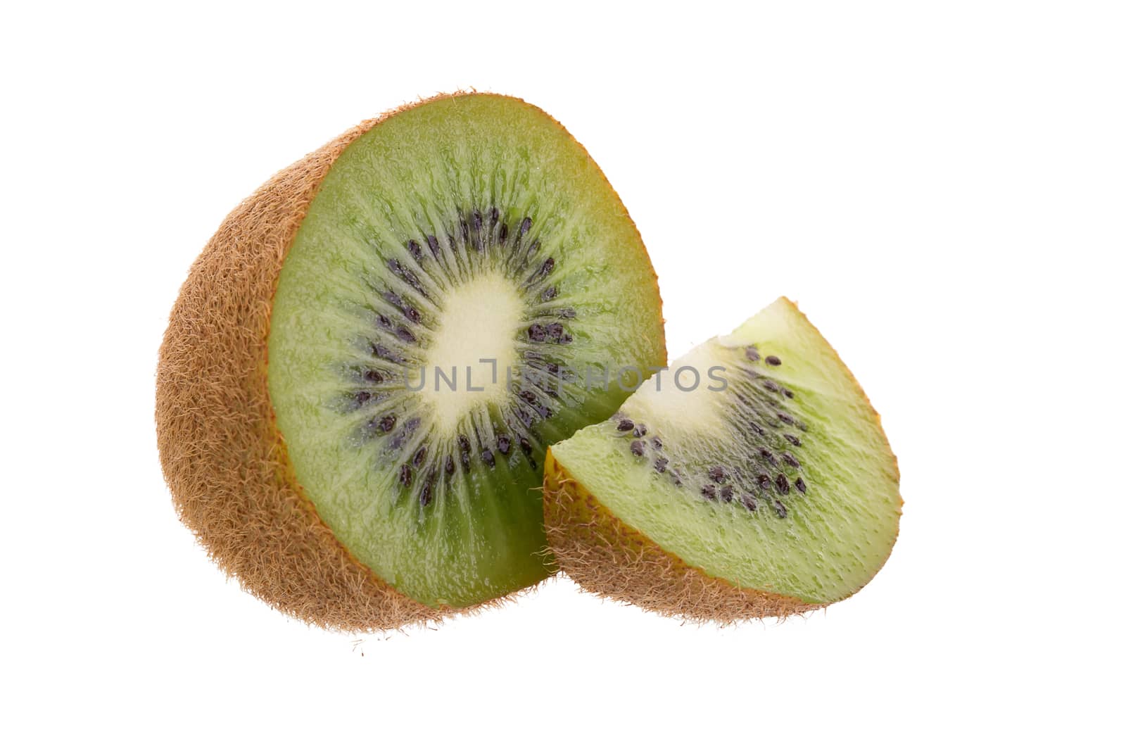 Kiwi fruit and kiwi sliced isolated on a white background.