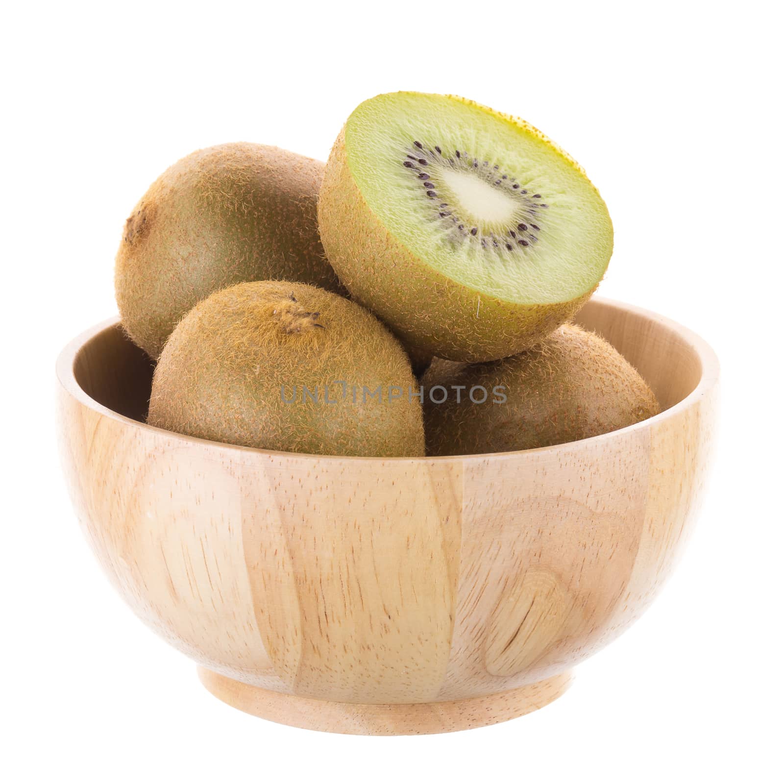 kiwi fruit and kiwi fruit sliced isolated on white background.