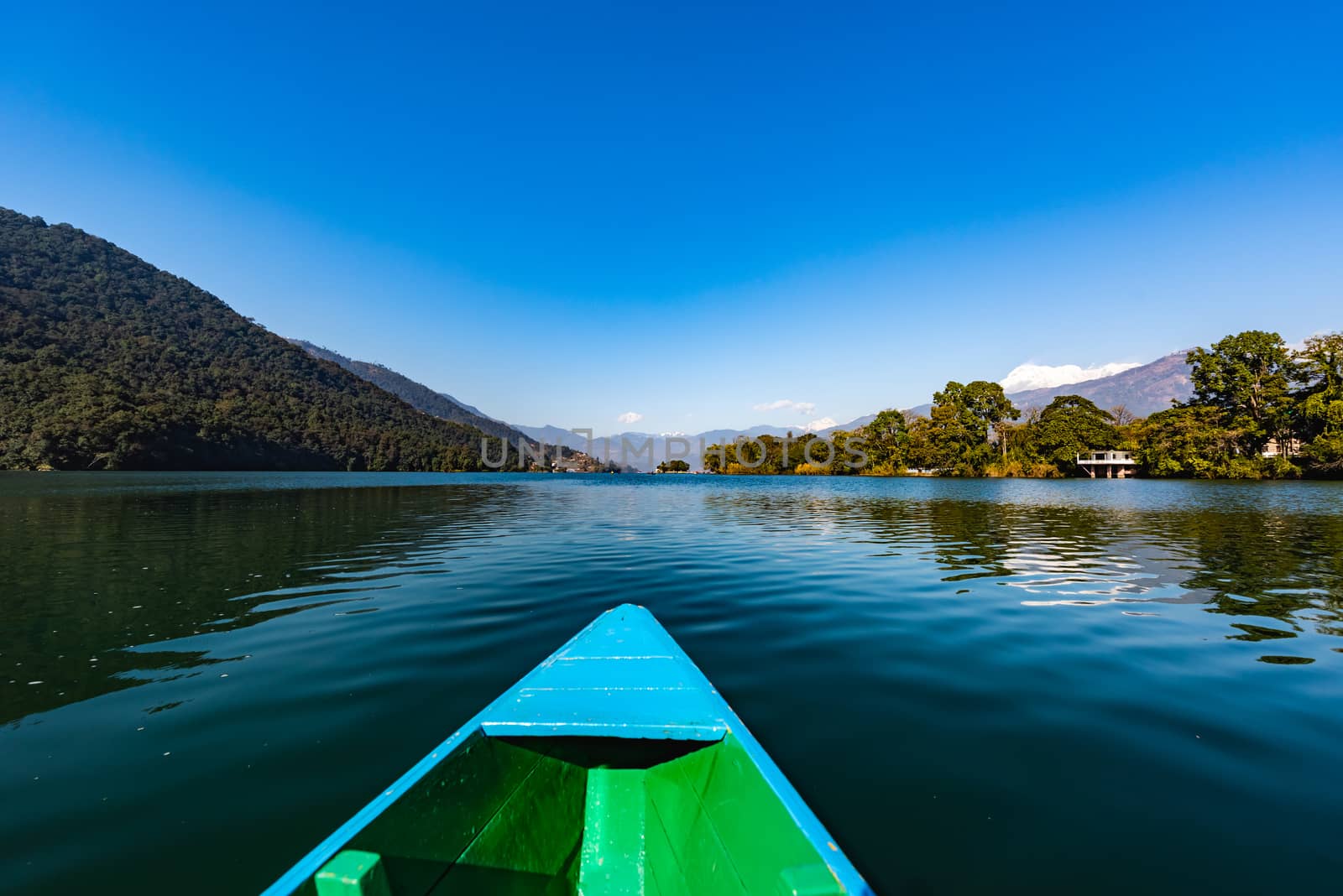 a canoe in the lake of Pokhara on Nepal