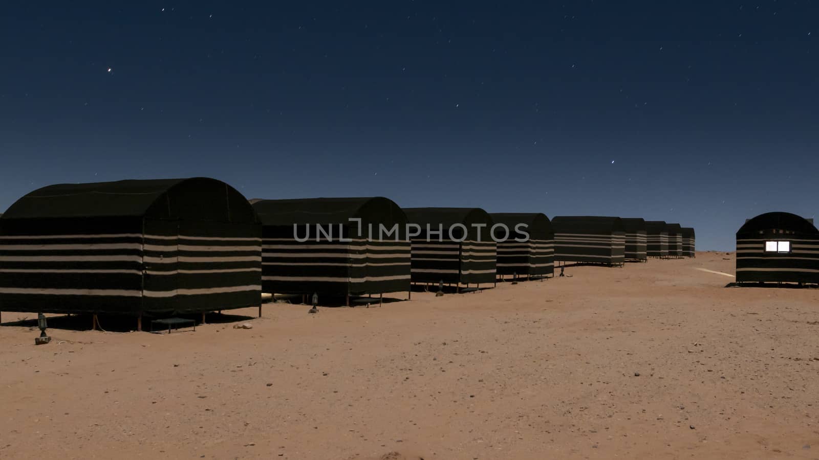 bedouin tent camp at night