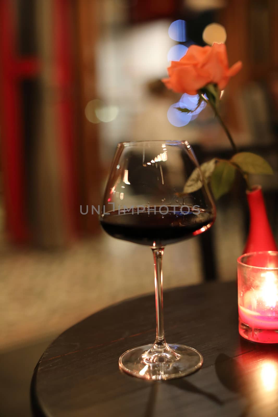 Red Wine drink on glass by piyato