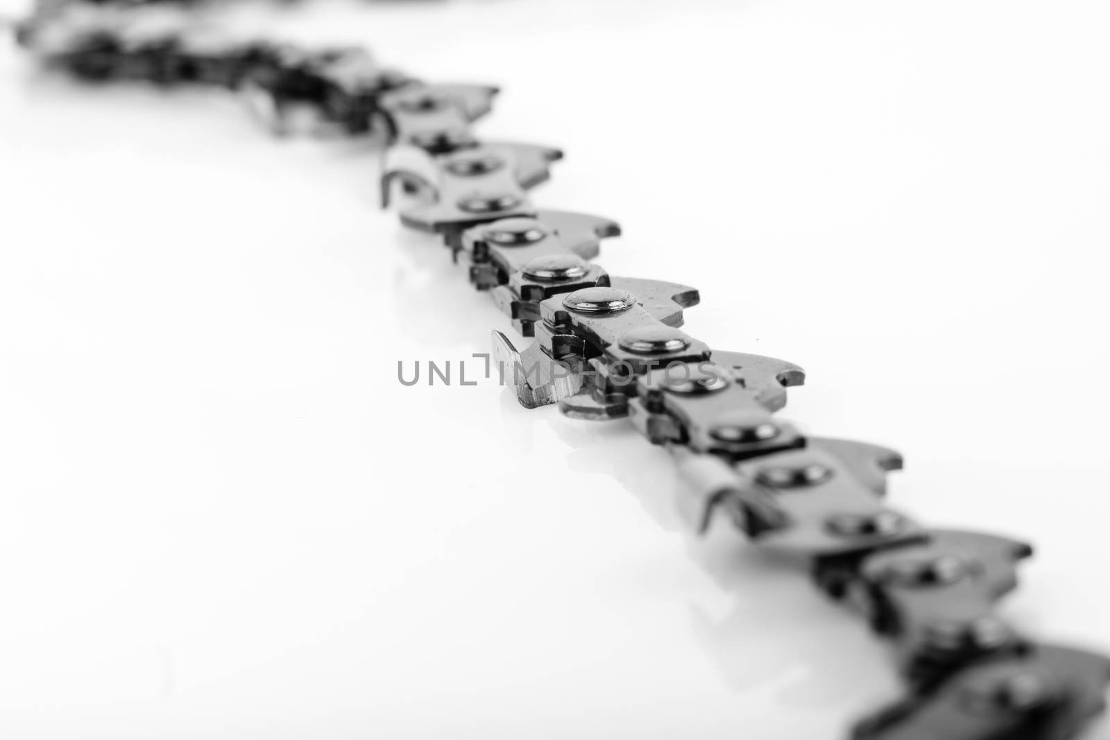 metal chain saw pattern background on white  background