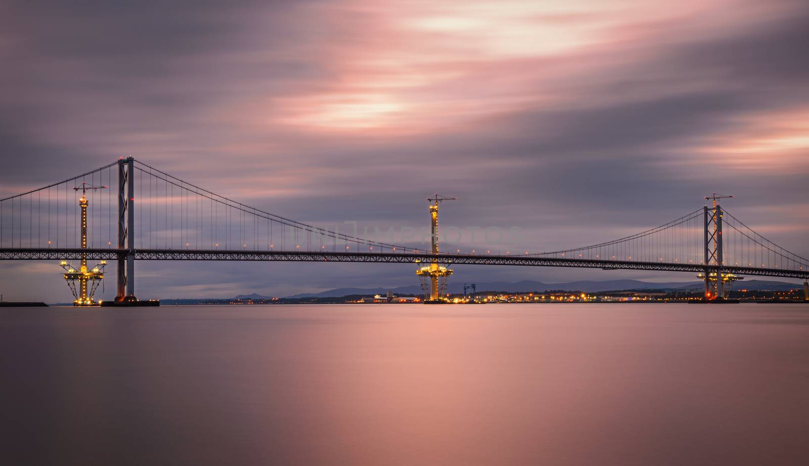 Forth Road Bridge and Queensferry Crossing in Edinburgh, Scotland by nickfox