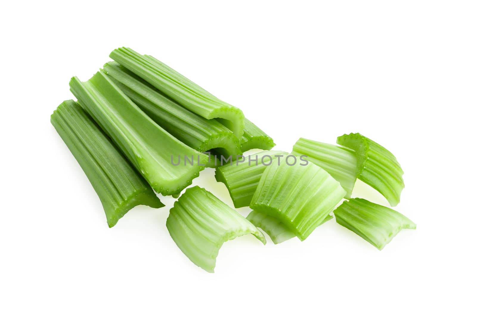 fresh celery isolated over a white background. by kaiskynet