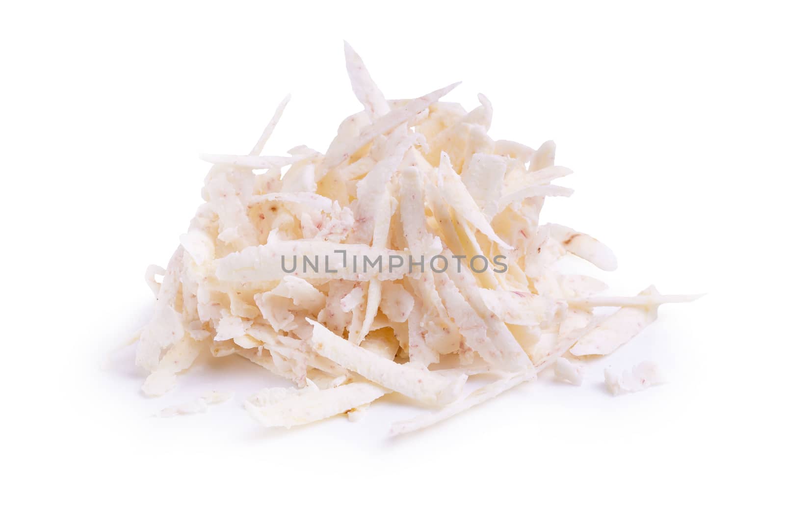 slice of taro root isolated on a white background.