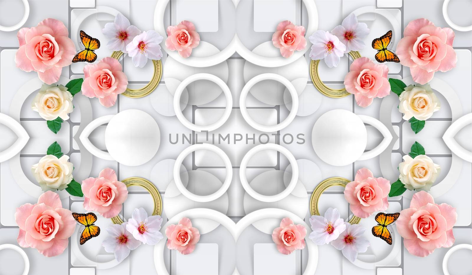 3d floral swan backgroun ilustration 