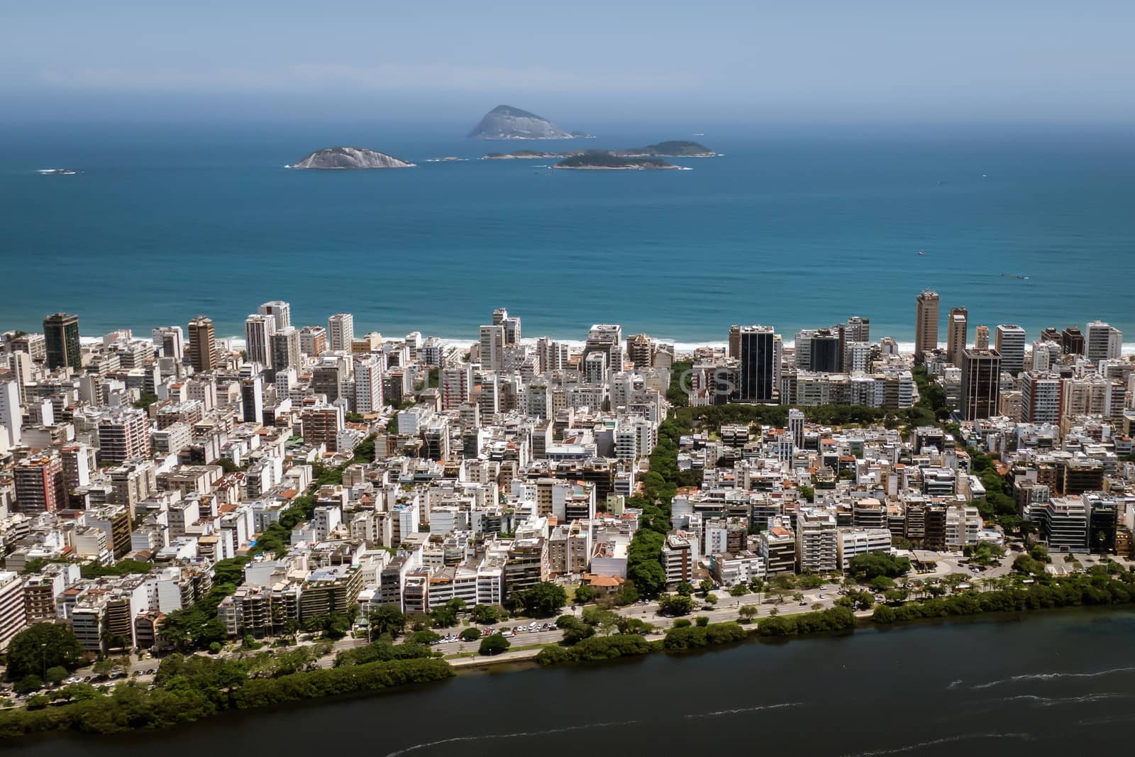 Ipanema District in Rio de Janeiro, view from a drone