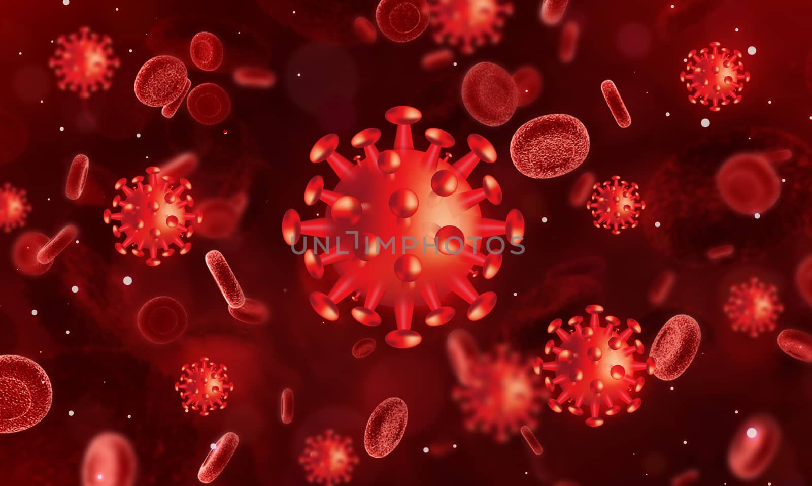 Coronavirus or covid-19 flu, virus 3D medical illustration.