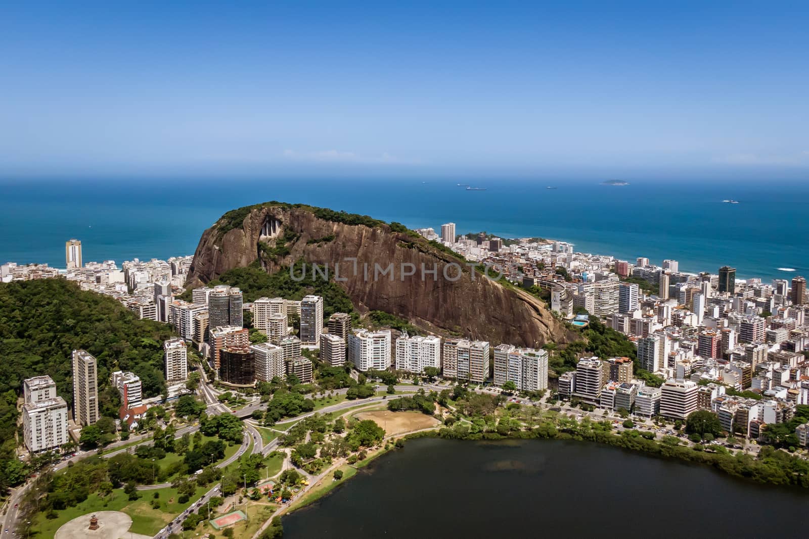 Elite Lagoa district in Rio de Janeiro. View from drone