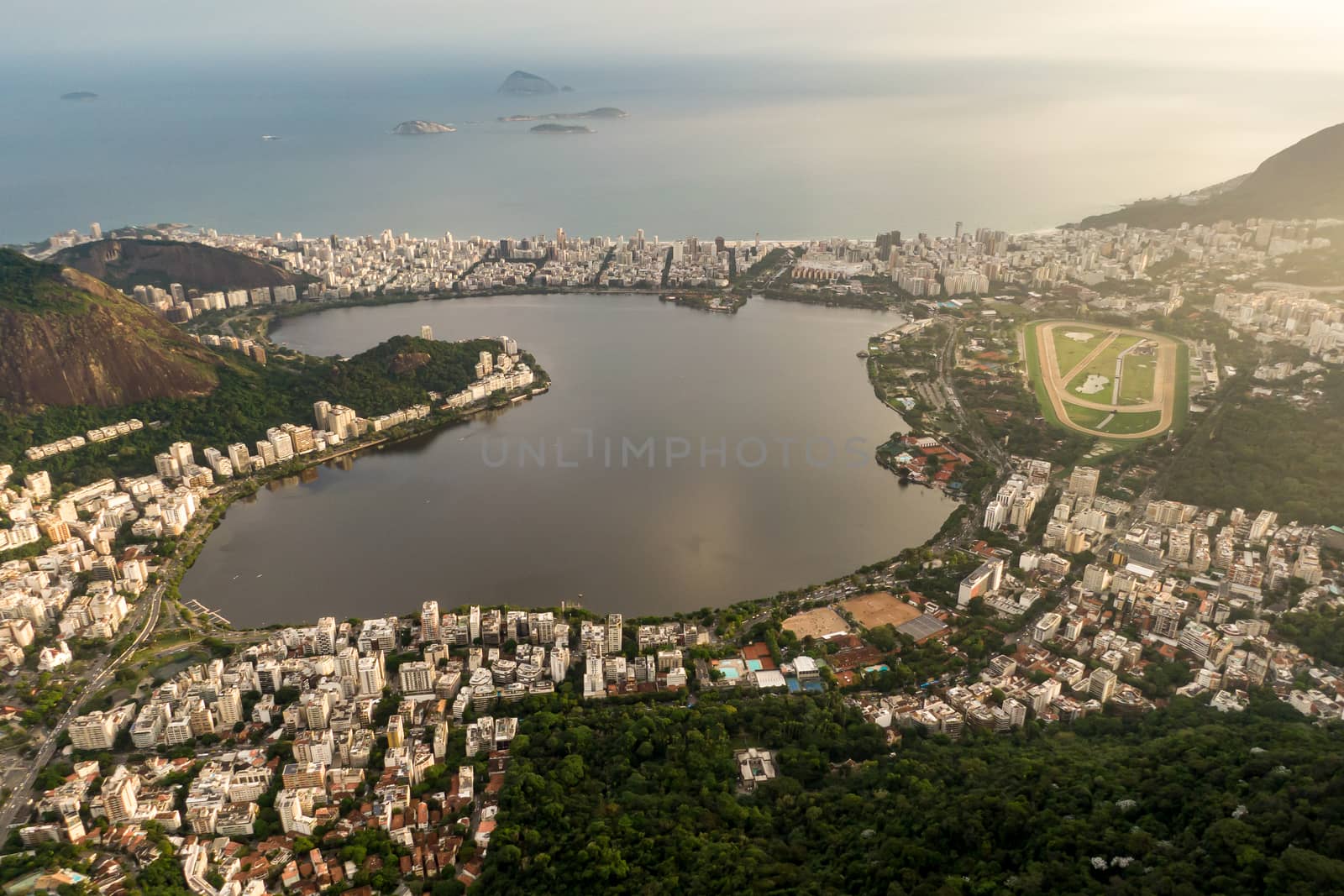 Elite Lagoa district in Rio de Janeiro. View from drone