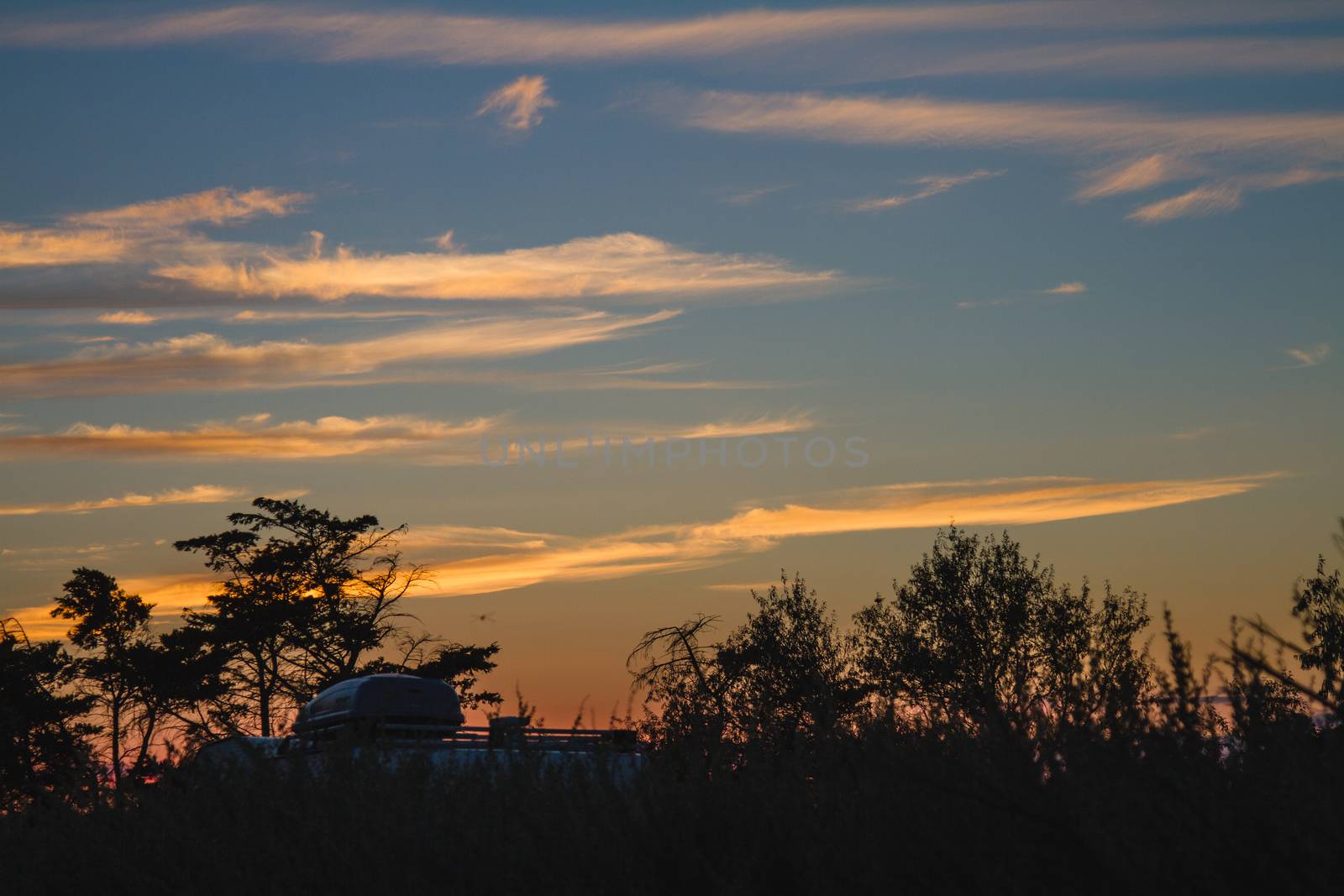 A sunset at a campsite