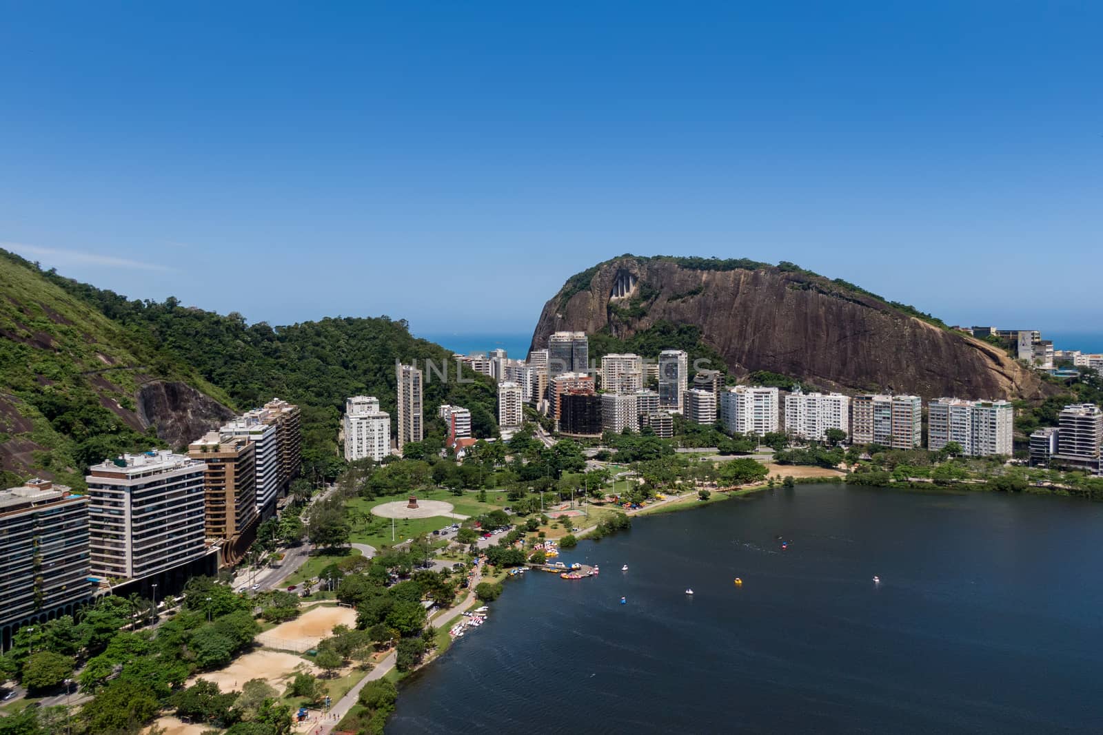 Elite Lagoa district in Rio de Janeiro. View from drone