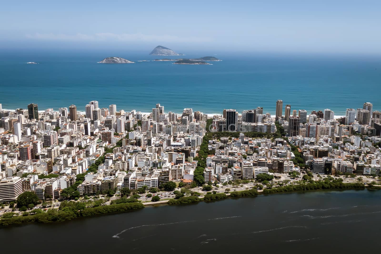 Ipanema District in Rio de Janeiro, view from a drone