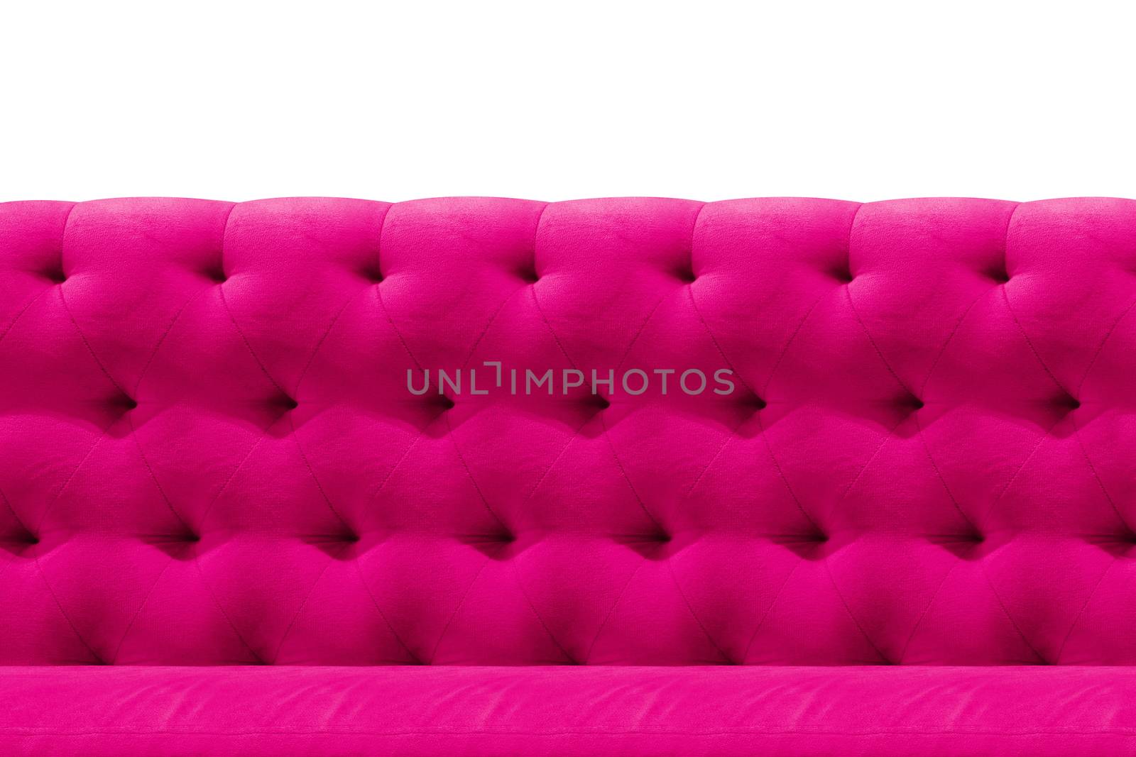 Luxury Pink sofa velvet cushion close-up pattern background on white