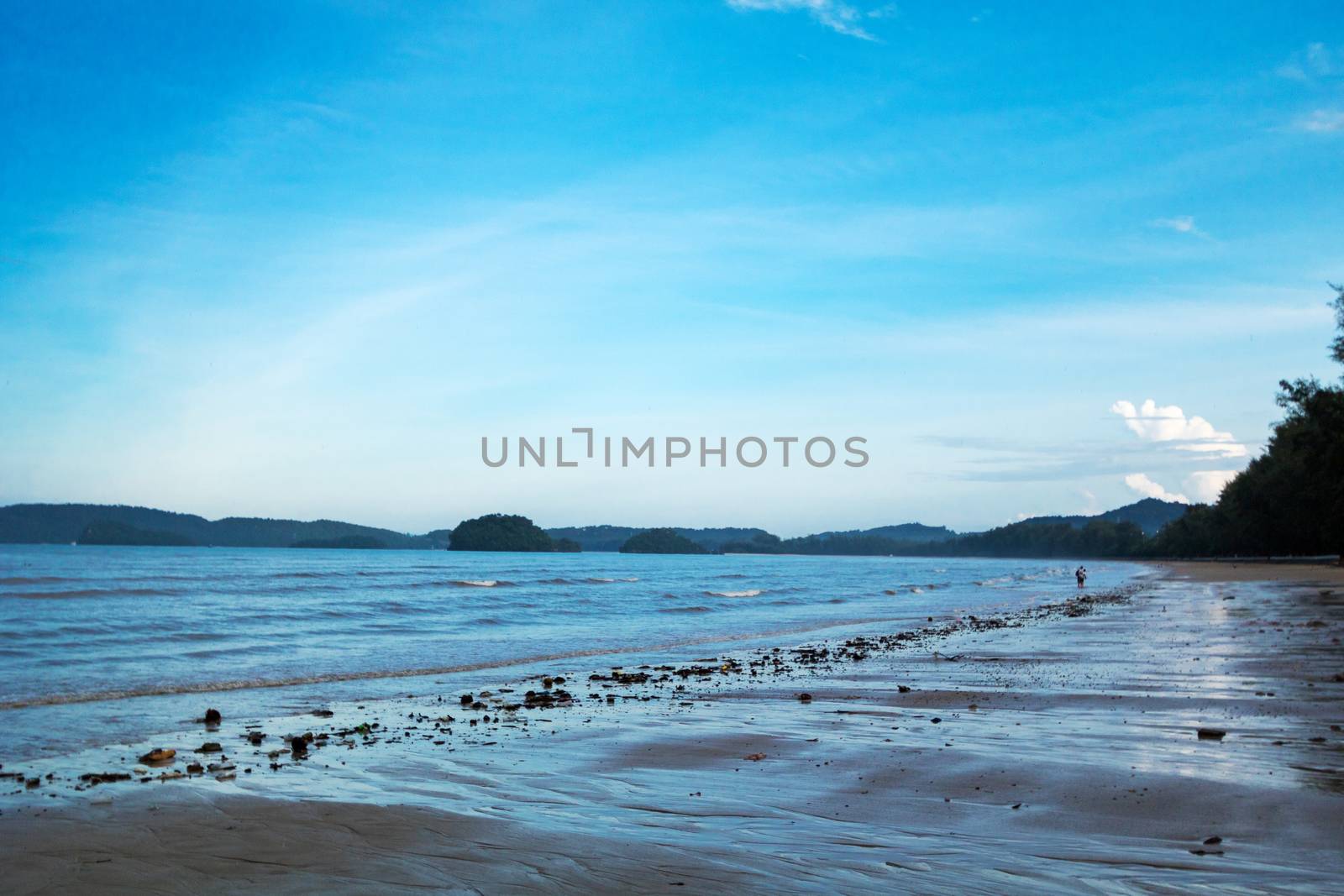 beach sand sea and island,sky by minamija