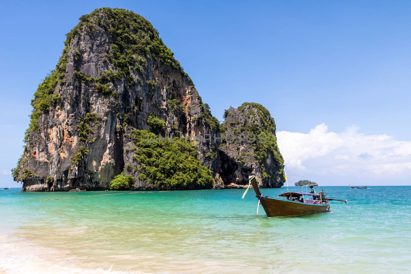 beach sand sea and island,sky in Thailand.