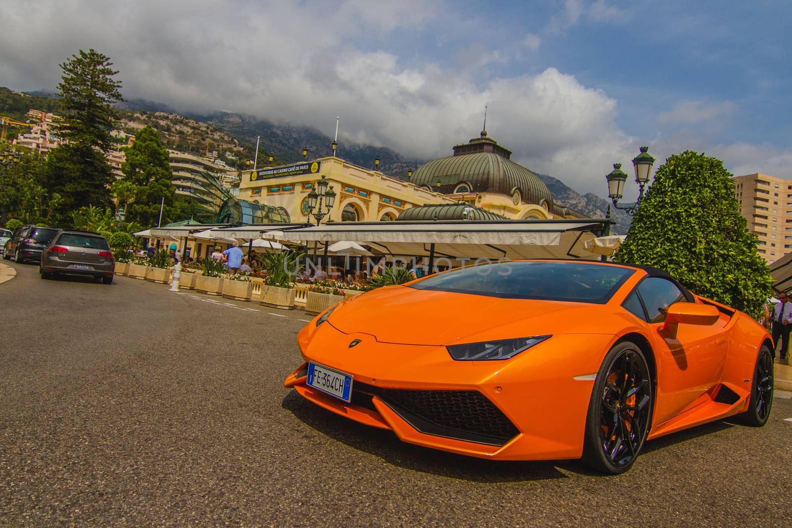 An Orange Lamborghini in Monaco in France