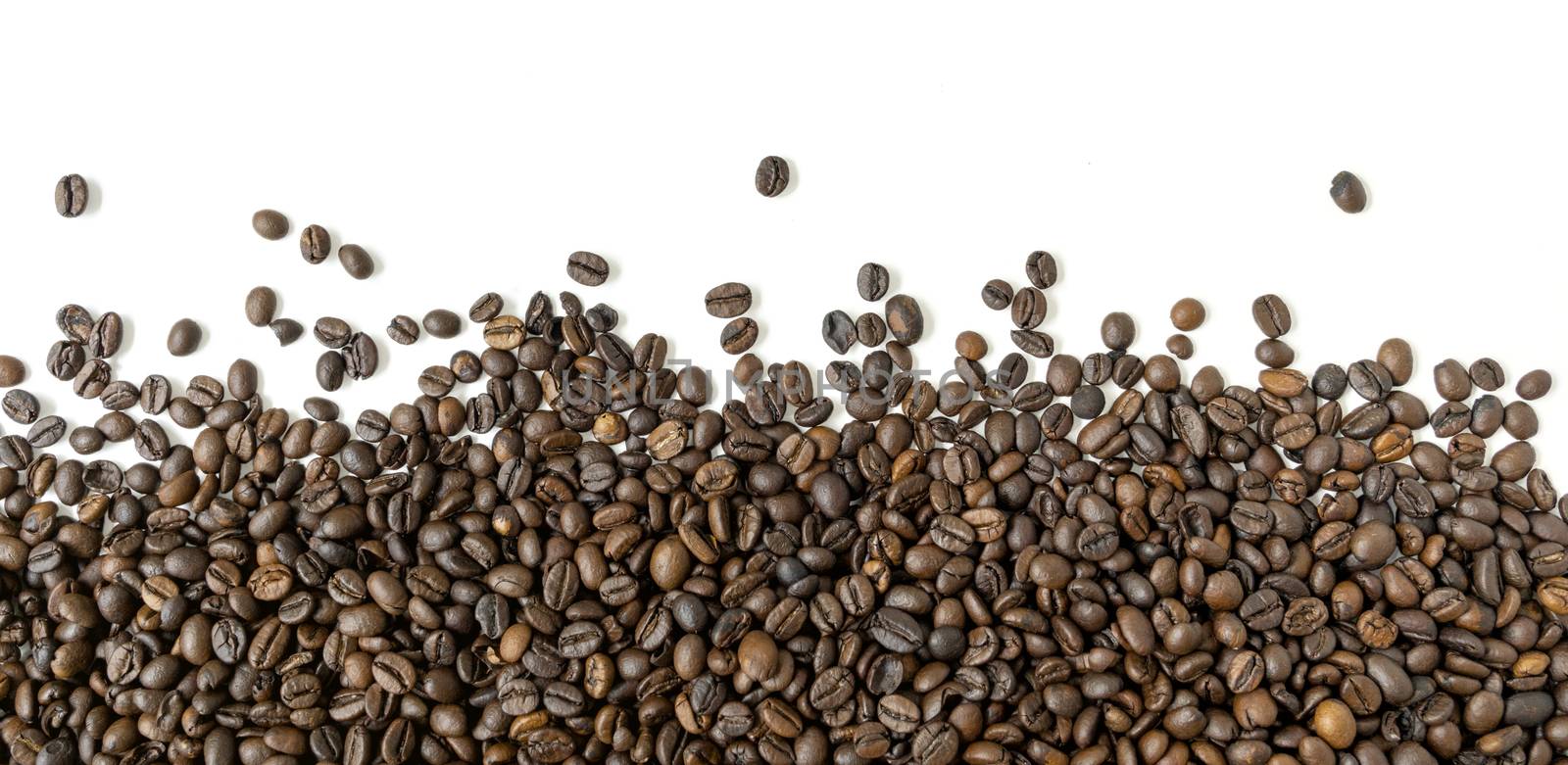 A lot of coffee beans with white background. by maramade