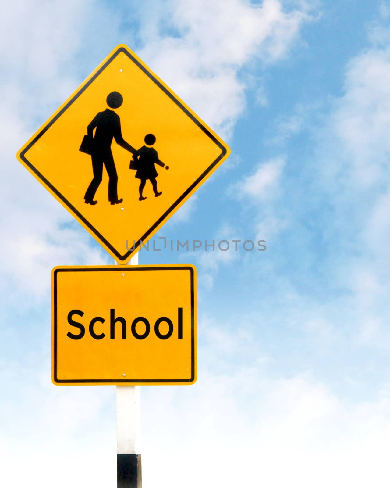 School traffic sign, College School plate sign on sky background by cgdeaw