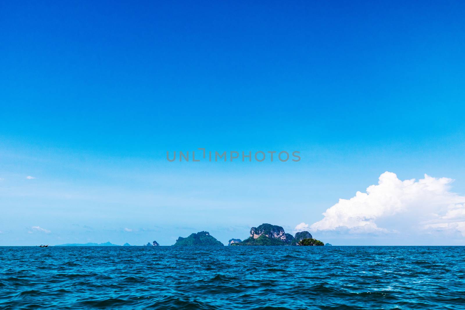 beach sand sea and island,sky in Thailand.