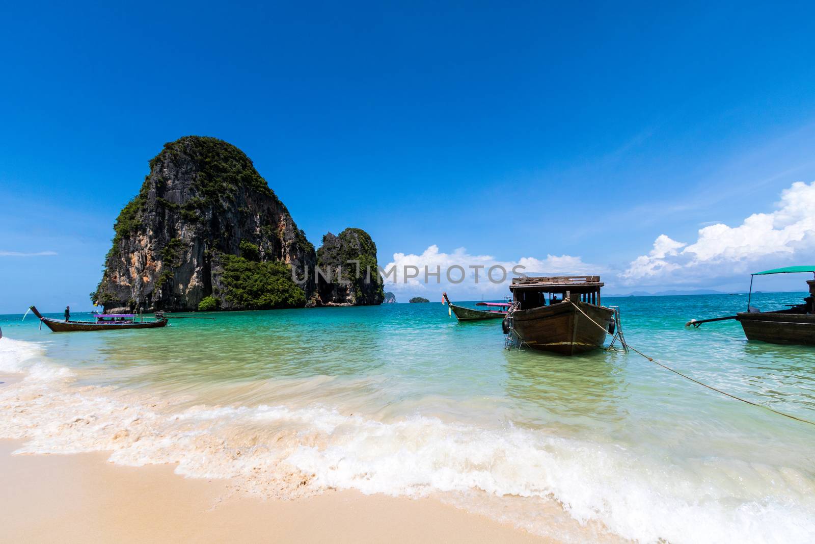 beach sand sea and island,sky in Thailand.