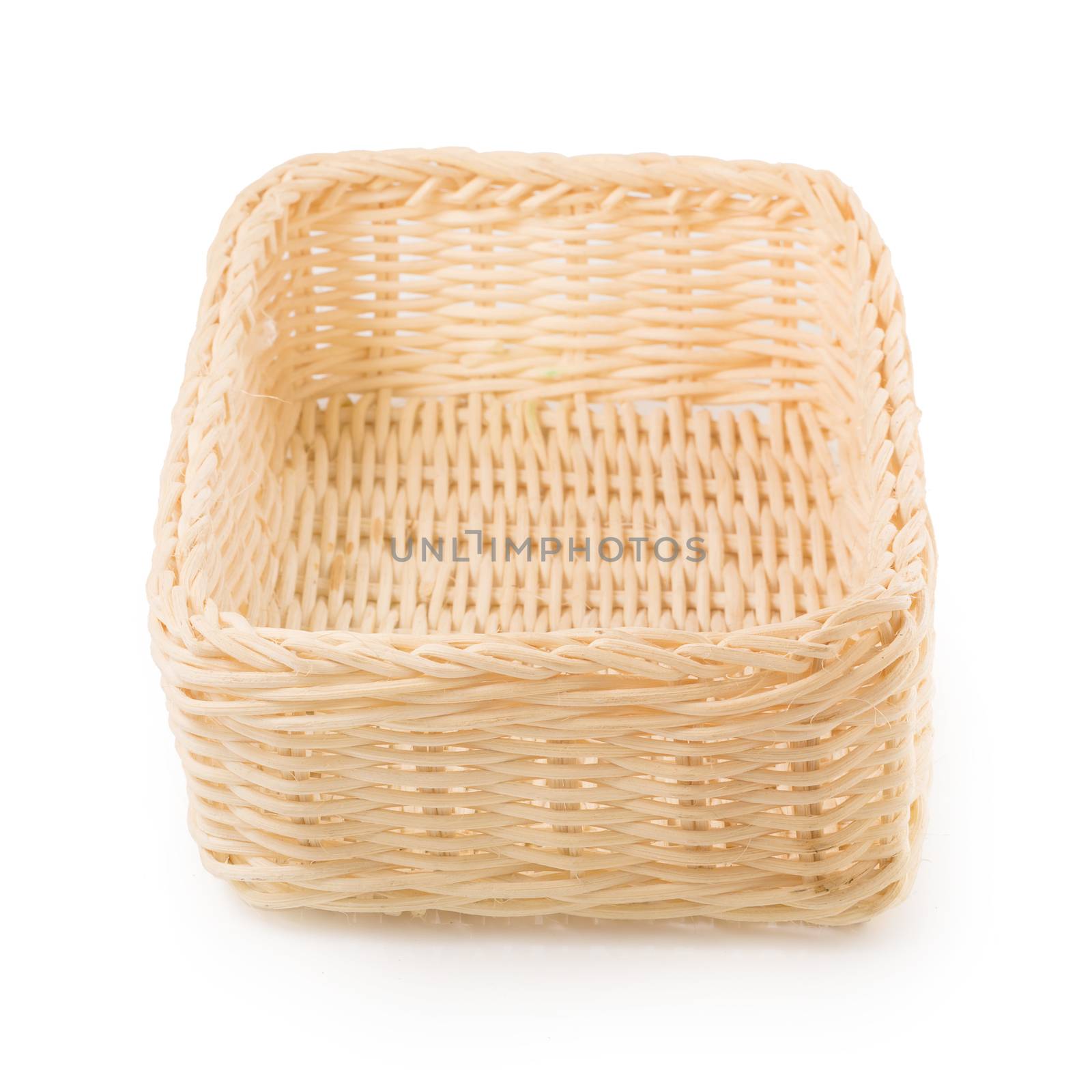 Empty Wicker baskets or bread basket isolated on a white backgro by kaiskynet