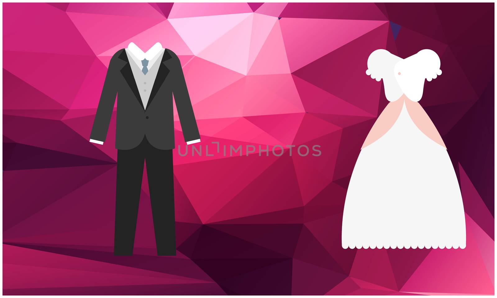 mock up illustration of couple wedding dress on abstract background