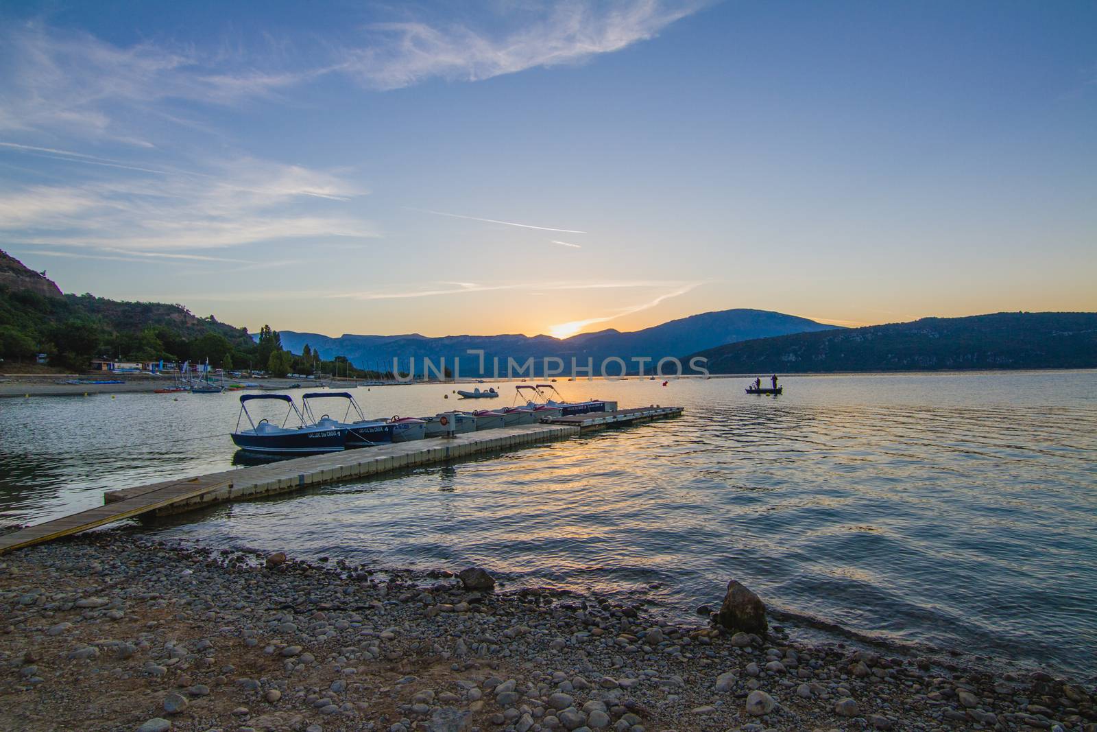 Gorge du Verdon lake in the South of France during sunset or sunrise