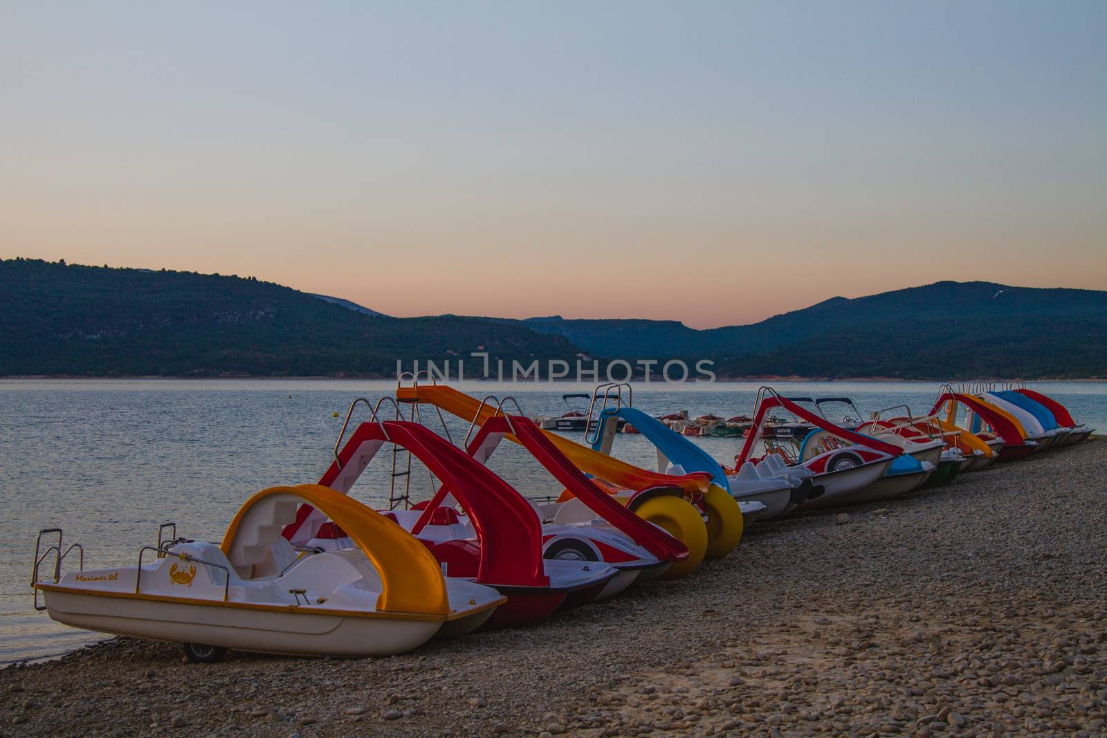 Gorge du Verdon lake in the South of France during sunset or sunrise