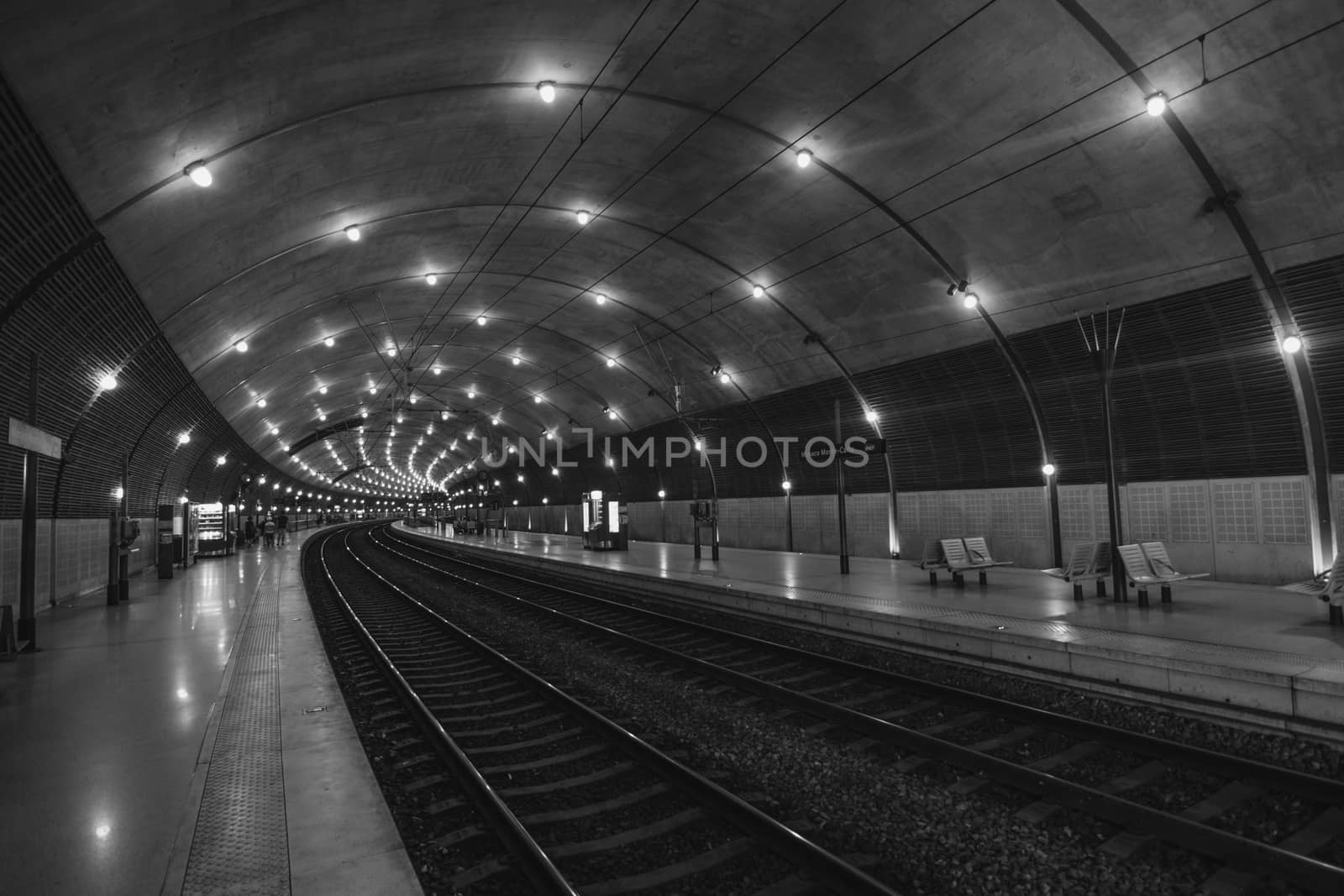 An underground train station in France