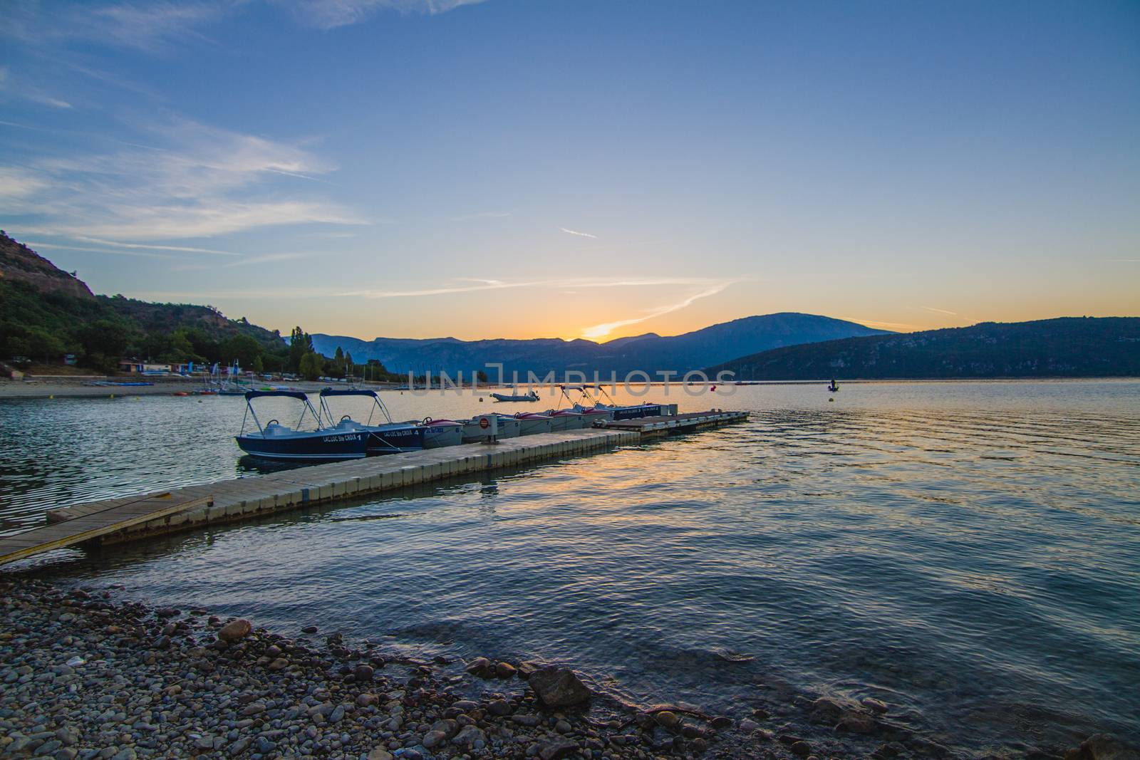 Gorge du Verdon lake in the South of France during sunset or sunrise