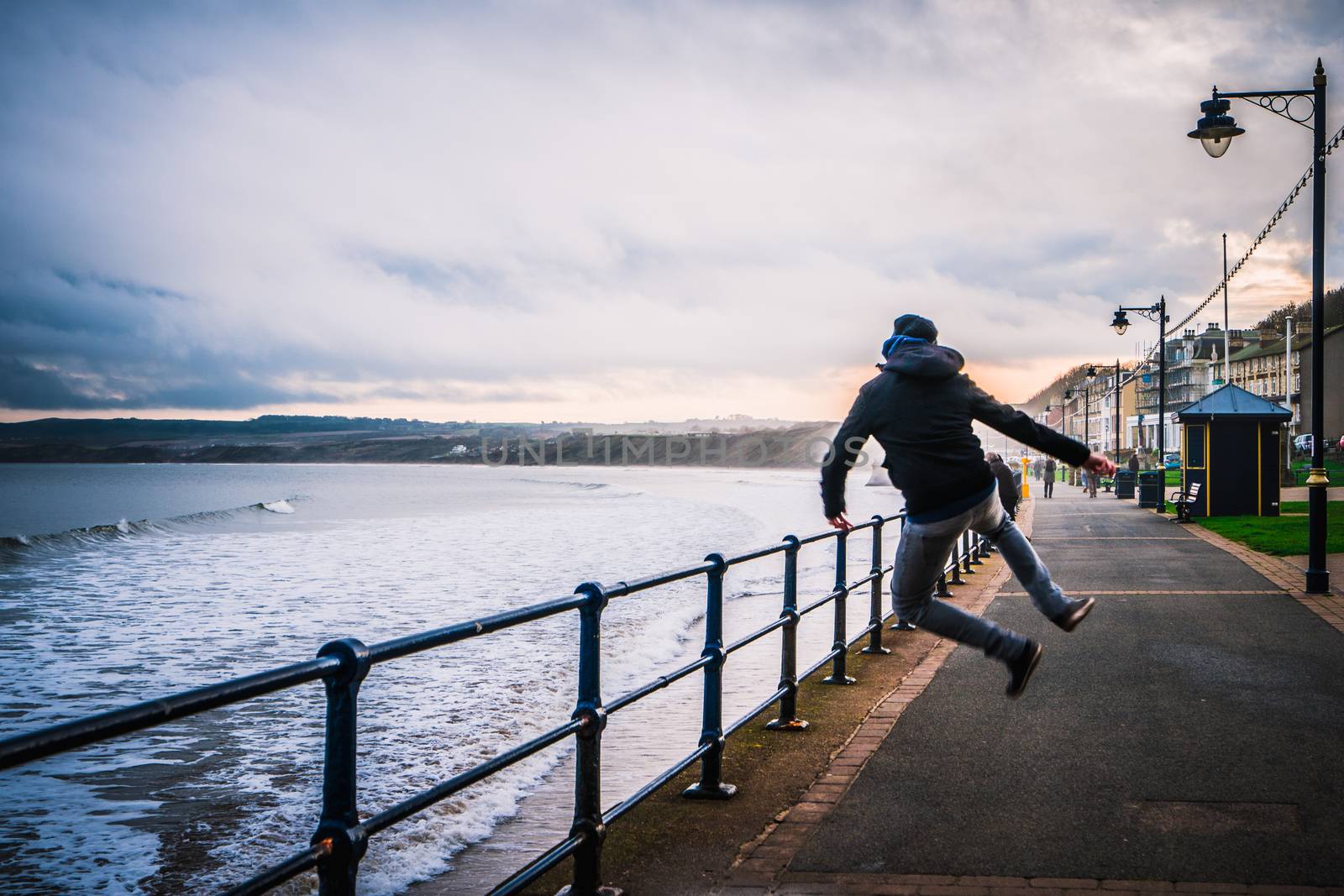 The promenade from a local seaside town in the north of England called Filey